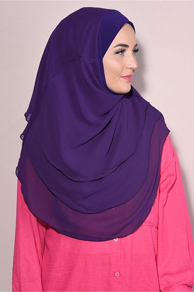 Ns nowascarf Souffle Turban 3 Layer Chiffon Hijab Purple