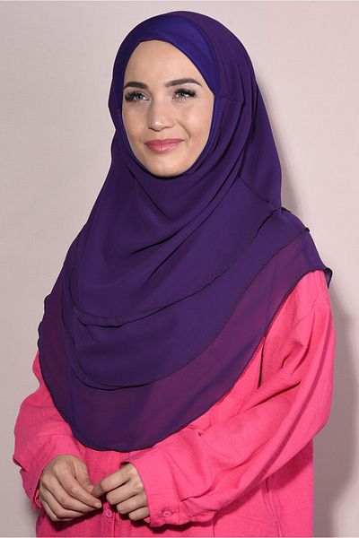 Ns nowascarf Souffle Turban 3 Layer Chiffon Hijab Purple