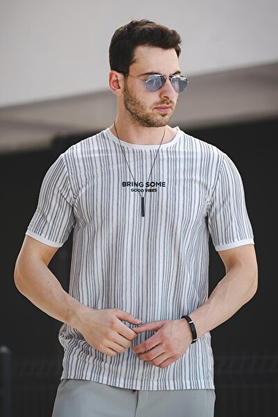 Oksit Φέρτε ανδρικό μπλουζάκι Lycra με εμπριμέ ριγέ λεπτή εφαρμογή