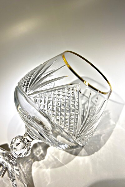 Bohemia Collection Sterna Altın 6'lı Kahve Yanı Su Bardağı / Konyak Kadehi Seti 250cc Katrina Model