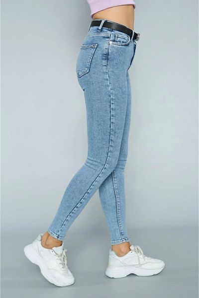 TugsatTasarTekstil Nirvana Snow Blue Skinny Jeans Women's Skinny Leg Recovery Jeans