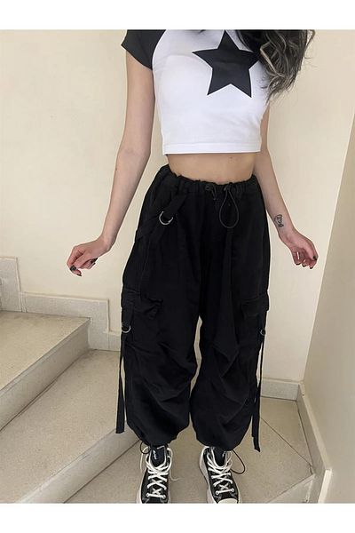 Gofeel Black Extra Baggy Wide Leg Trousers