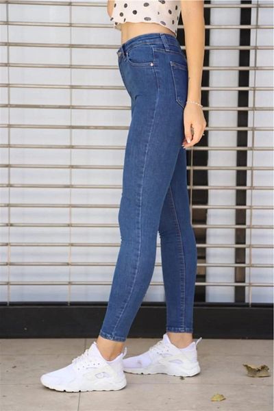 TugsatTasarTekstil Blugi skinny albaștri Nirvana Pantaloni skinny pentru femei