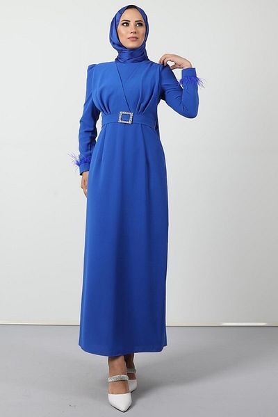Giza Giyim Φόρεμα Hijab με λεπτομέρεια με πούπουλα