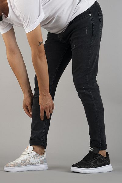 bombe Ανδρικό Slim Fit Στενό Κόψιμο Νυχιών Τζιν Παντελόνι Καπνιστό