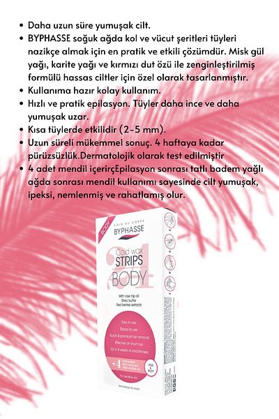 BYPHASSE Waxing Strip for Sensitive Skin Leg & Body Area 24 pcs
