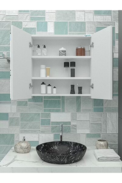 AZZURİ Mebel Elyuyan Üstü Güzgülü 2 Qapılı Hamam Şkafı
