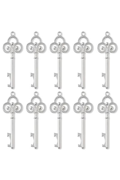 Sensoria Love Key 10 τεμαχίων Διακοσμητικό ανοιχτήρι Cola Soda Soda και ανοιχτήρι μπουκαλιών Ασημί