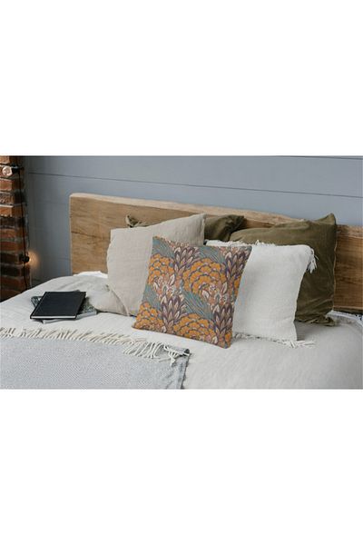 NT Handmade Autumn Colors Patterned Printed 42x42cm Cotton Woven Throw Pillow Pillow Case