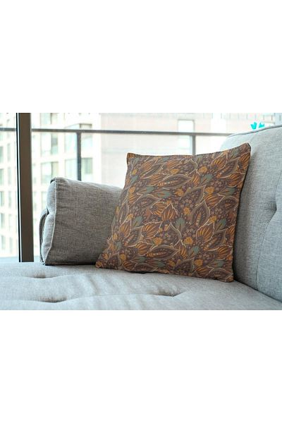 NT Handmade Autumn Colors Themed Pattern Printed 42x42cm Cotton Woven Throw Pillow Pillow Case