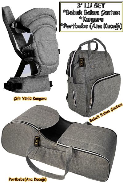 USF Baby Care Bag Two-Way Baby Carrying Kangaroo Carrycot Baby Carrier Set of 3