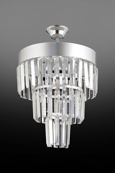 Kraliçe Paris 30-Piece Modern Chandelier - 3-Layer Chrome Crystal Stone
