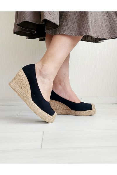 GokceKundura06 Straw&linen Wedge Heel Shoes