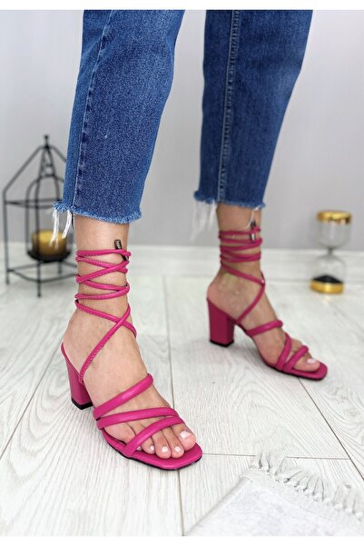 EPTC Barbie Fuşya Ipli Bilekten Bağlamalı Kalın Topuklu ayakkabı 1 Numara Büy...