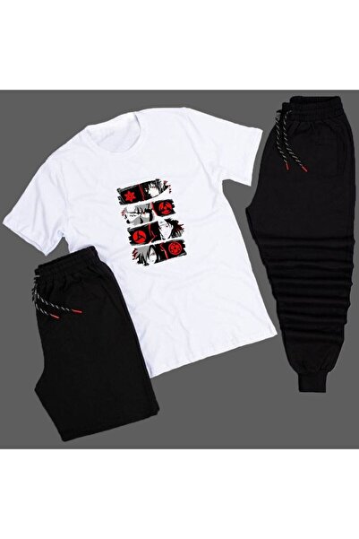 Adrift Anime Sharingan Printed Unisex καλοκαιρινό σορτς - T-shirt κανονικής ε...