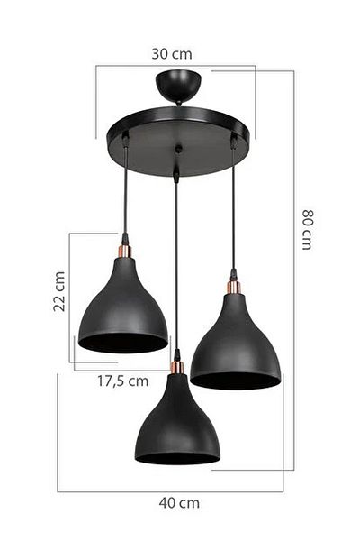 EvLight Zano 3-Piece Black Chandelier