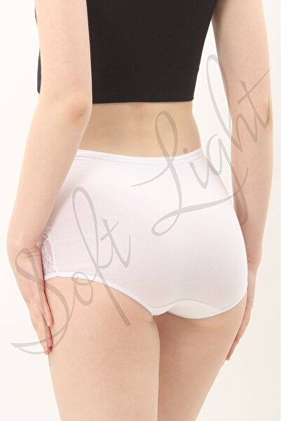 Soft Light Chiloți de damă, alb, cu talie înaltă, chiloți din bumbac dantelat Chiloți 7 piese