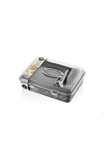 kozalak home 32 Piece Anthracite Gray Picnic Set for 6 People - Dempa