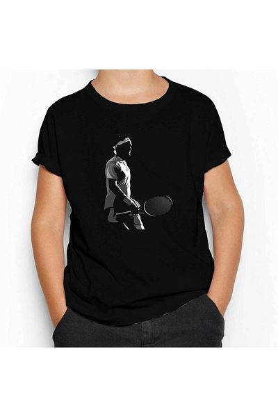 Z zepplin Tricou negru pentru copii Roger Federer Silhouette