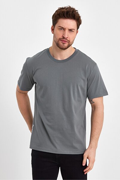 UOMOPARK Μπλουζάκι 2600 New Season Crew με λαιμόκοψη με κοντό μανίκι Special Collection πίσω εμπριμέ μπλουζάκι Ahaki