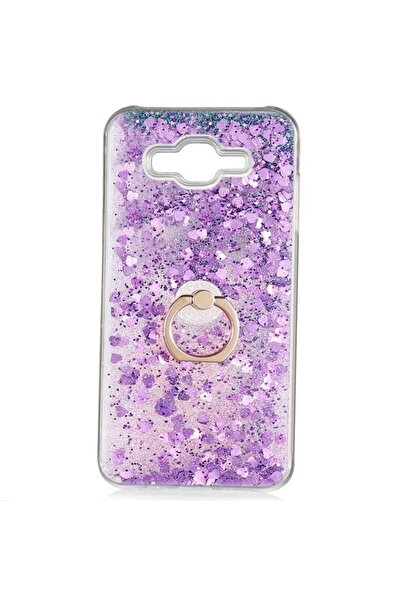Gpack Samsung Galaxy J7 2015 Kılıf Milce Sulu Yüzüklü Silikon Arka Kapak Mor