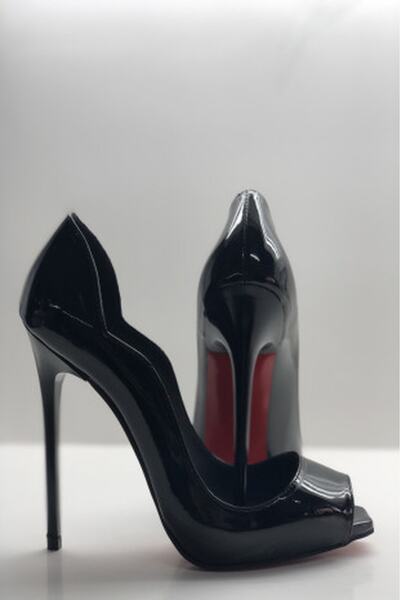 Num40S SİYAH RUGAN GİZLİ PLATFORMLU TOPUKLU AYAKKABI