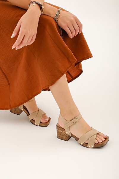 Tamer Tanca Women's Vegan Heeled Sandals 908 01 Bn Sndlt Y22