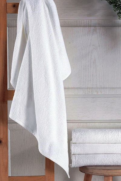 Evlen Home Collection 100% βαμβάκι Μονόκλινο Οικονομικό Πετσέτα Μπάνιου και Θάλασσας 70x140 εκ. Πετσέτα ξενοδοχείου Λευκό Santa