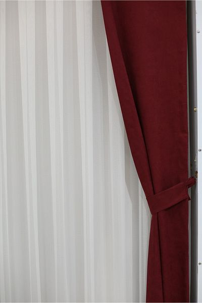 MEVVA HOME Plain Stitching (No Pleat) Velvet Background Single Wing Curtain Claret Red
