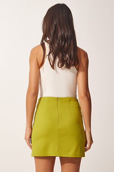 Happiness İstanbul Női olajzöld hasított miniszoknya FN03080