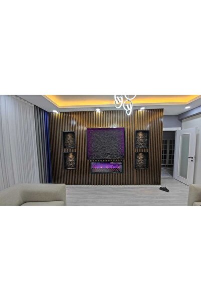 ŞÖMİNE EVİ DEKORATİF ŞÖMİNE 5 RENK EFEKTİ+Bluetooht + Uzaktan Kumanda + ateş ...