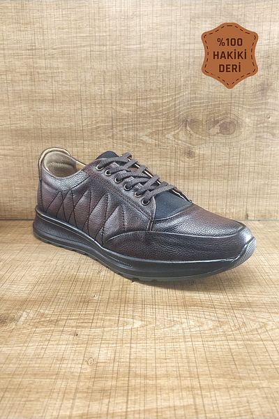 Endurstep Ορθοπεδικά Γνήσιο Δέρμα με κορδόνια Καφέ Casual Ανδρικά Παπούτσια Cas0009