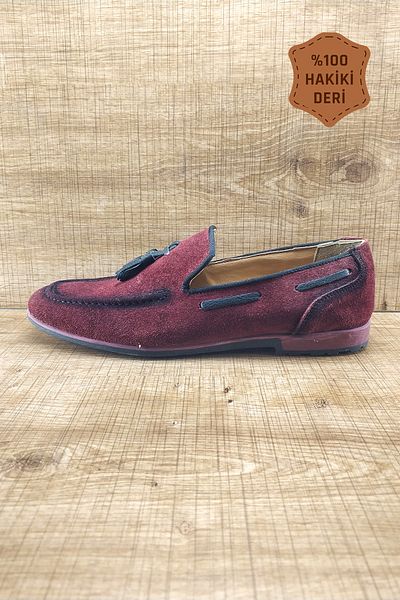 EMİN Orthopedic Genuine Leather Laceless Burgundy Casual Men's Shoes Single0010