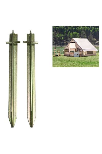 Depolife Metal Tent Peg 400mm 2Pcs Galvanize Coated Ground Nail and Camping Profile