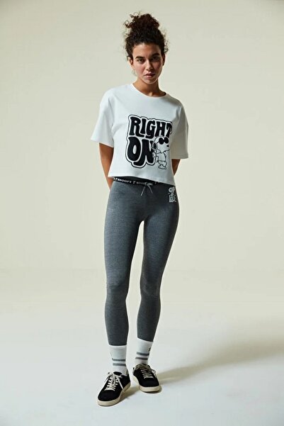 Penti Gri Snoopy Desenli Dar Paça Tayt