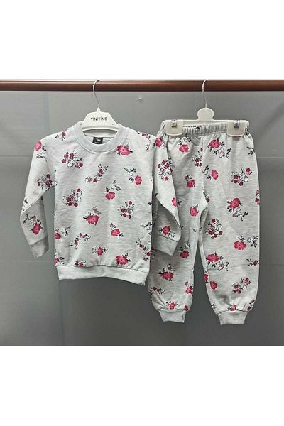 tinitins Gray Patterned Girl's Suit