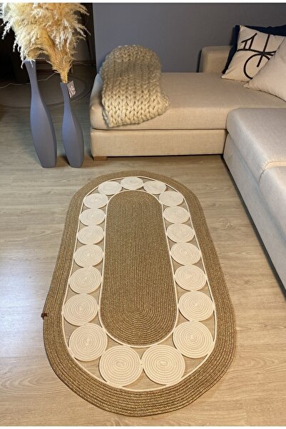 MaVaux Cookie Jüt Hasırlı El Örgüsü Kilim