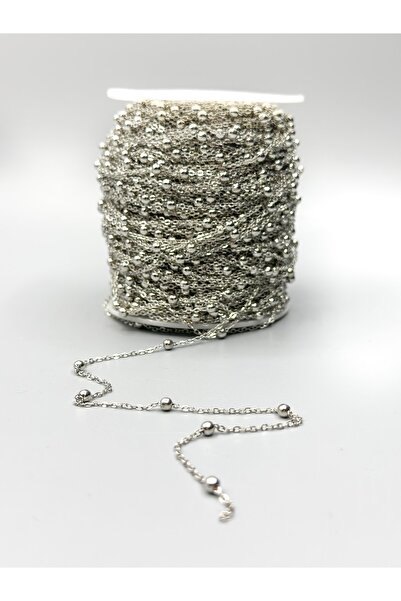 Egem aksesuar سلسلة عدادات معدنية فضية خالية من التشويه بطول 5 أمتار، كرة من مادة المجوهرات