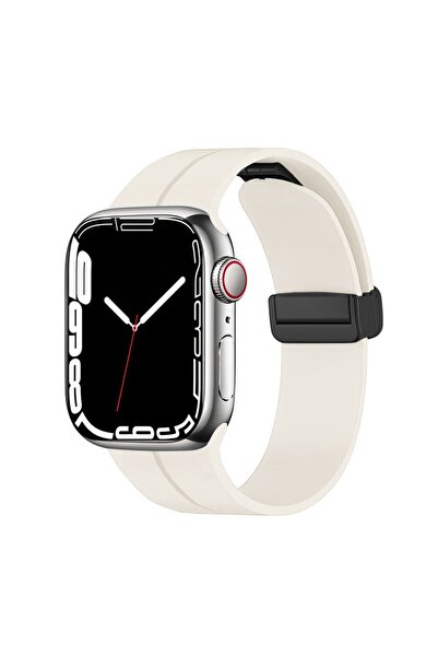 Watch 44mm Kordon/kayış Çizgili Tasarım Metal Toka Esnek Sağlam Silikon Kordon