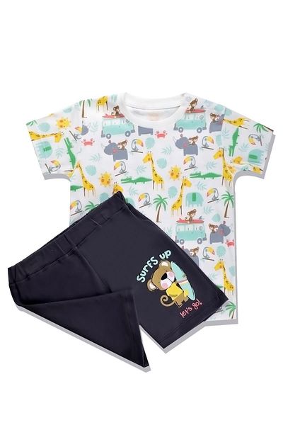 Şanbebe Patterned 100% Cotton Boy's Shorts Set162416