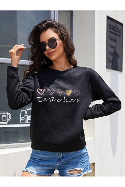 mercoledi Унісекс чорна оверсайз-футболка з принтом «Teacher» та велосипедним...