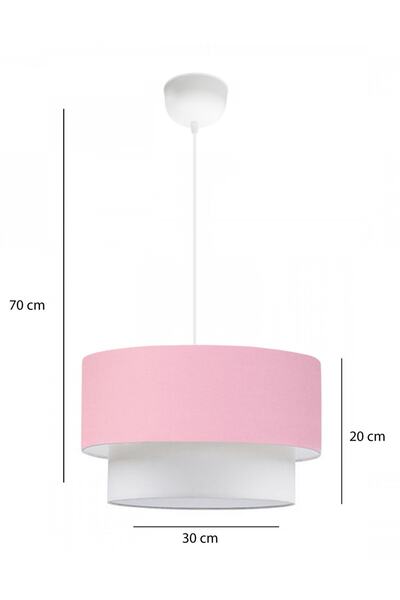 HOMİNG Artgift Beyaz Gövdeli Üçlü Avize Ve Abajur Seti Pembe Kumaş