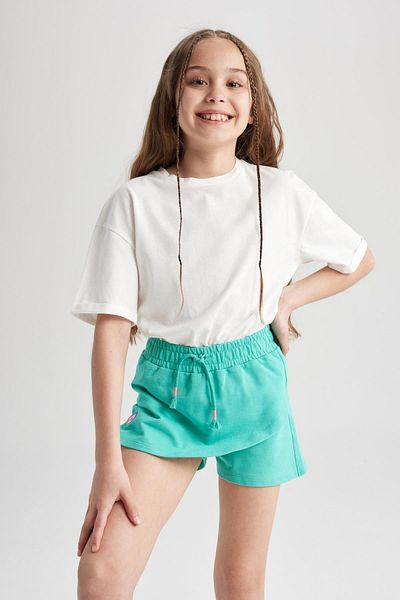 DeFacto Girl's Elastic Waist Printed Shorts Skirt