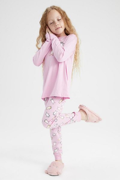 DeFacto Set de pijamale cu mâneci lungi cu model pentru fete