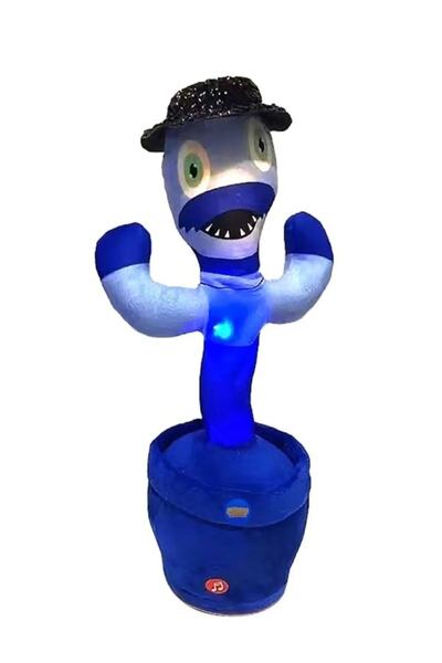 misan Şarkı Söyleyen Ses taklitçi Peluş Oyuncak Kaktüs Mavi