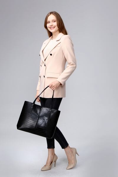 Luvenis Дамска чанта за документи и лаптоп с крокодилски мотив, 13-14 инча