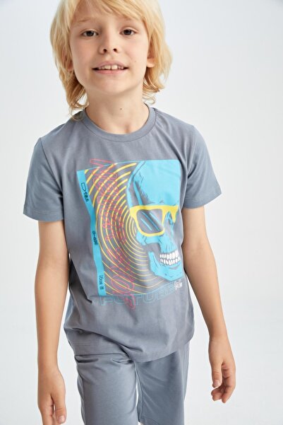 DeFacto Boy's Printed Short Sleeve T-Shirt Shorts Set of 2