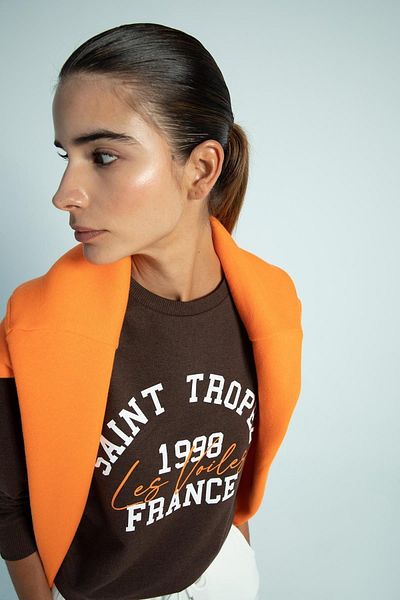 DeFacto Φούτερ με στάμπα Regular Fit Crew Neck