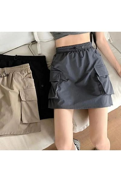 Gofeel Y2K Style Parachute Fabric Cargo Skirt Carmen Shopping Mall)