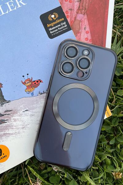 Jolita iPhone 14 Pro Max Uyumlu Magsafe Şeffaf Kamera Korumalı Krom Siyah Lazer Silikon Telefon Kılıfı